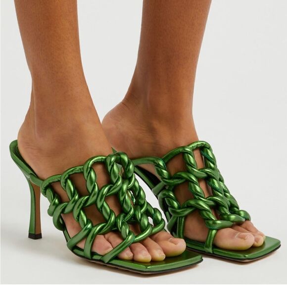 Bottega Veneta Reflection woven metallic leather mules size 38 - Picture 3 of 15